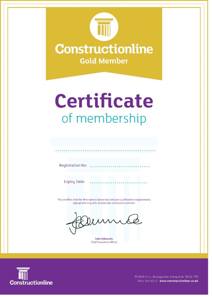 gol certificate awarded from constructionline